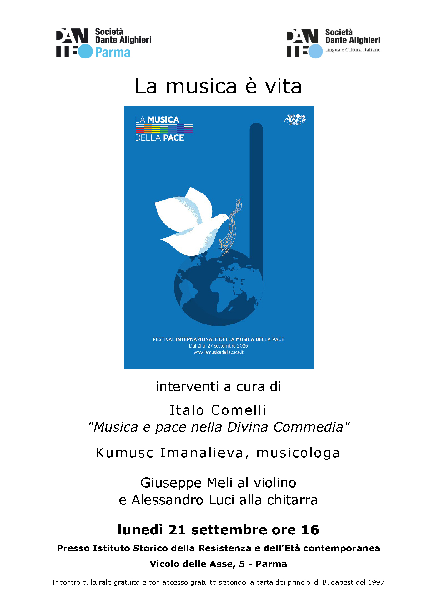 La Dante di Parma festeggia la musica della pace La Dante di Parma festeggia la musica della pace